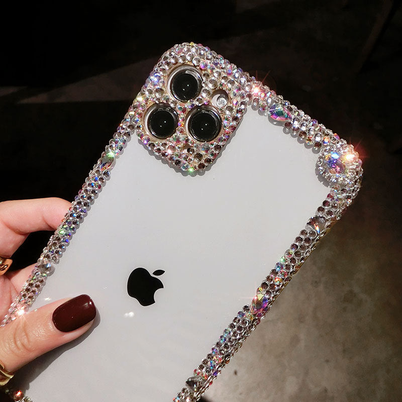 Compatible with Apple, Luxury Fashion Bling Rhinestone Gem diamond Soft Phone CaseFor Apple Iphone 11 Pro Max 12 MiNi Glitter Camera Protection Cover