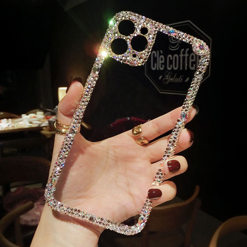 Compatible with Apple, Luxury Fashion Bling Rhinestone Gem diamond Soft Phone CaseFor Apple Iphone 11 Pro Max 12 MiNi Glitter Camera Protection Cover