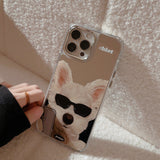 Sunglasses Dog Mirror Phone Case Protective Cover