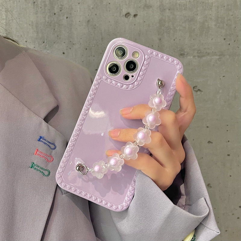 Purple Transparent Flower Chain Phone Case Cover