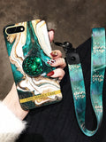 Emerald Marble Phone Case Rhinestone Protective Cover