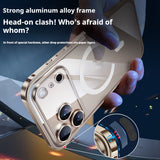 Applicable 17 Metal Frame Phone Case Magnetic Suction Spring Fastener Transparent Eagle Eye Lens Protective Cover